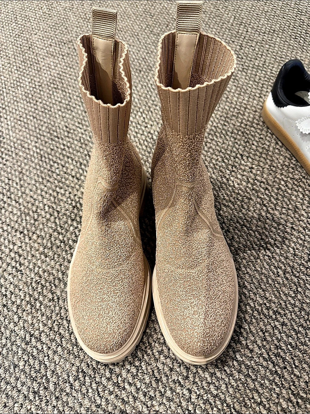 Gianvito Rossi Tenney Knit and Leather Chelsea Sock Boots Brown